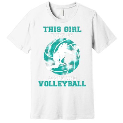 This Girl Runs On Jesus And Volleyball Teen Cute Gifts Premium T-Shirt