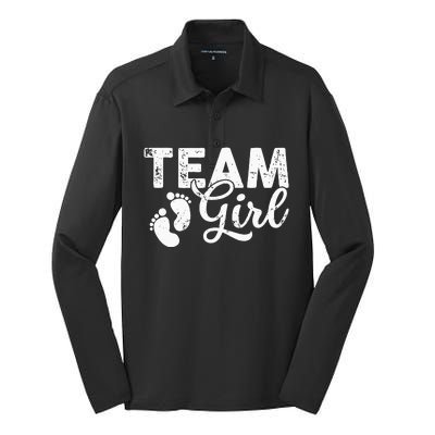 Team Gender Reveal Party Team Pink Baby Announcement Silk Touch Performance Long Sleeve Polo