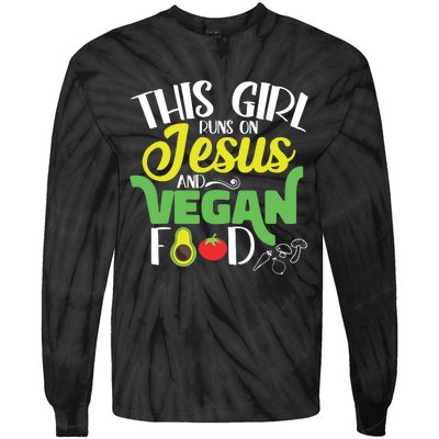 This Girl Runs On Jesus And Vegan Food Women Veganism Tie-Dye Long Sleeve Shirt