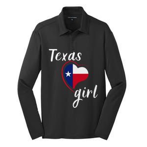 Texas Girl Red White And Blue Texas Flag Silk Touch Performance Long Sleeve Polo