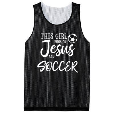 This Girl Runs On Jesus And Soccer Gift Christian Mesh Reversible Basketball Jersey Tank