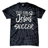 This Girl Runs On Jesus And Soccer Gift Christian Tie-Dye T-Shirt