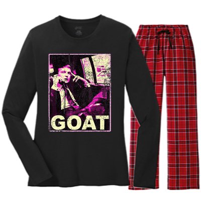 Trump Goat Republican Conservative Gifts Trump 2024 Women's Long Sleeve Flannel Pajama Set 