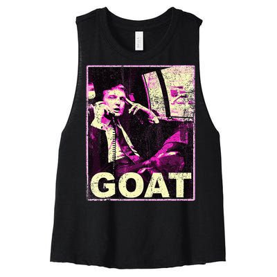 Trump Goat Republican Conservative Gifts Trump 2024 Women's Racerback Cropped Tank