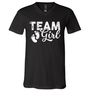 Team Gender Reveal Party Team Pink Baby Announcement V-Neck T-Shirt