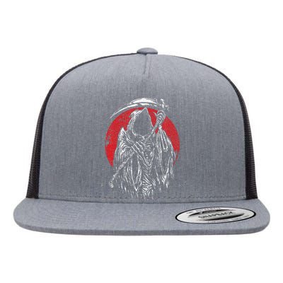 The Grim Reaper Skeleton Skull Death Scythe Grunge Horror Flat Bill Trucker Hat