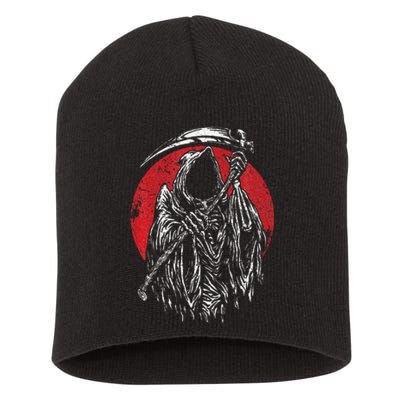 The Grim Reaper Skeleton Skull Death Scythe Grunge Horror Short Acrylic Beanie