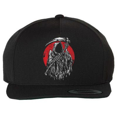 The Grim Reaper Skeleton Skull Death Scythe Grunge Horror Wool Snapback Cap