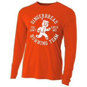 Trendy Gingerbread Running Team Christmas Humor Cooling Performance Long Sleeve Crew