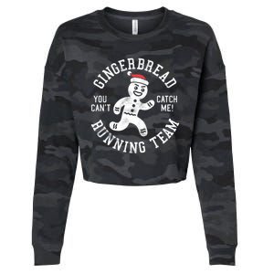 Trendy Gingerbread Running Team Christmas Humor Cropped Pullover Crew