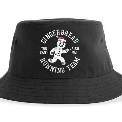 Trendy Gingerbread Running Team Christmas Humor Sustainable Bucket Hat
