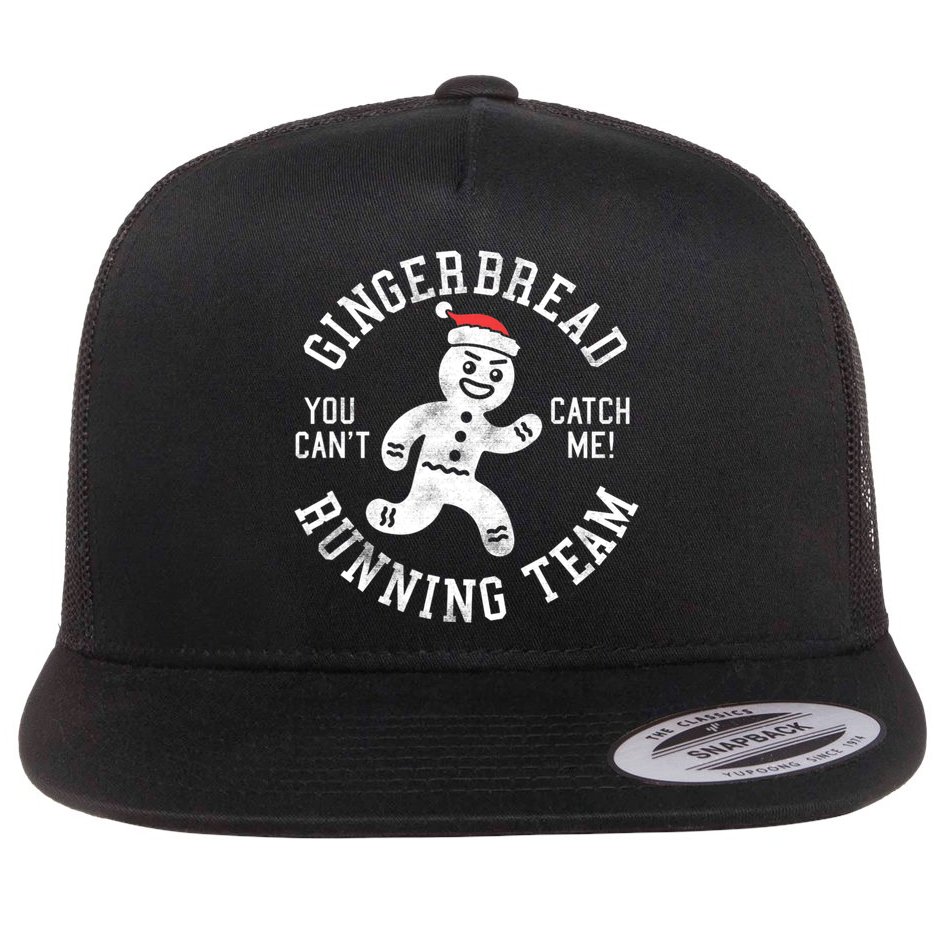 Trendy Gingerbread Running Team Christmas Humor Flat Bill Trucker Hat