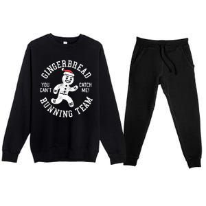 Trendy Gingerbread Running Team Christmas Humor Premium Crewneck Sweatsuit Set