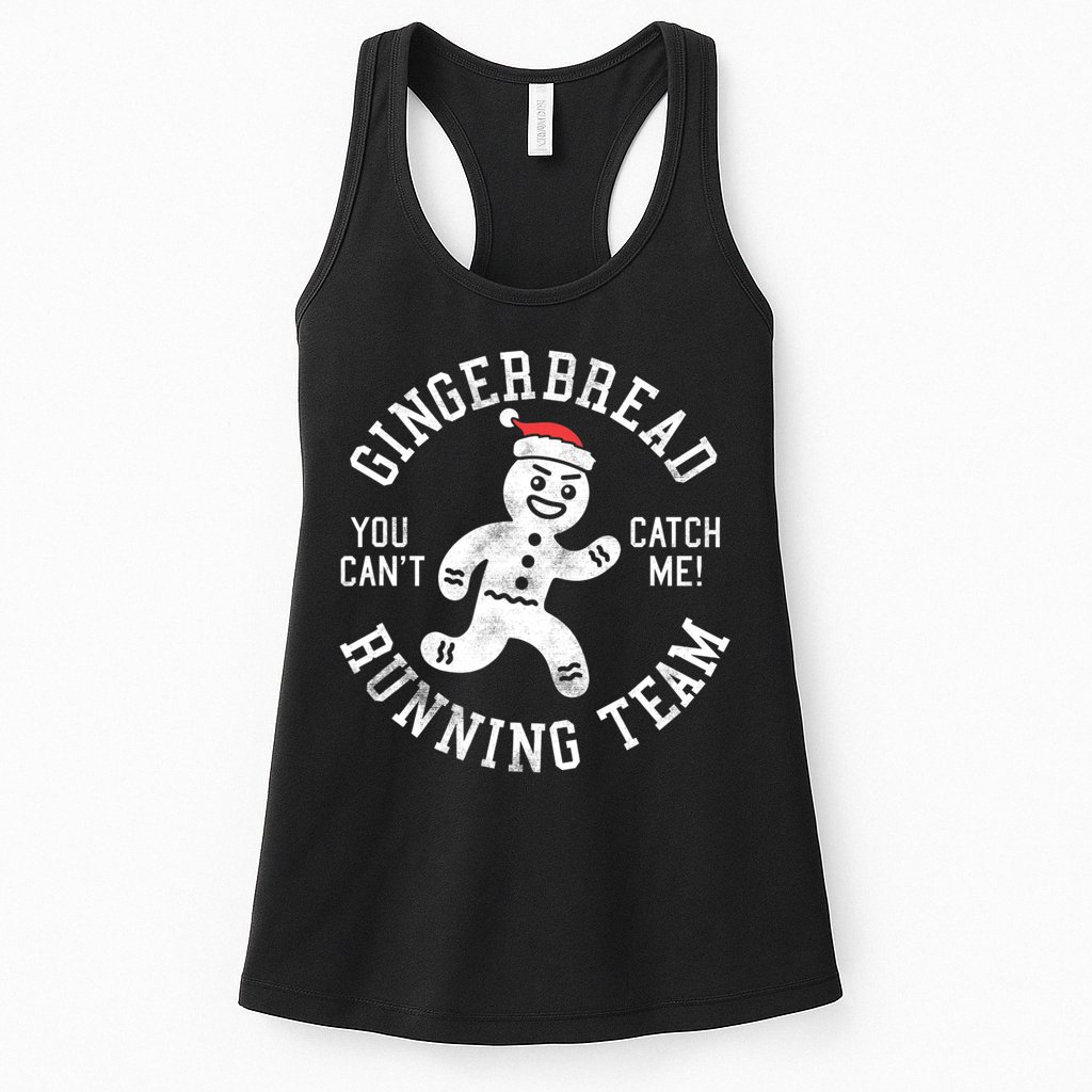 Trendy Gingerbread Running Team Christmas Humor Womens Tank Top