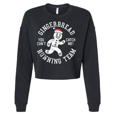 Trendy Gingerbread Running Team Christmas Humor Cropped Pullover Crew