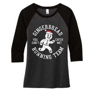 Trendy Gingerbread Running Team Christmas Humor Women's Tri-Blend 3/4-Sleeve Raglan Shirt