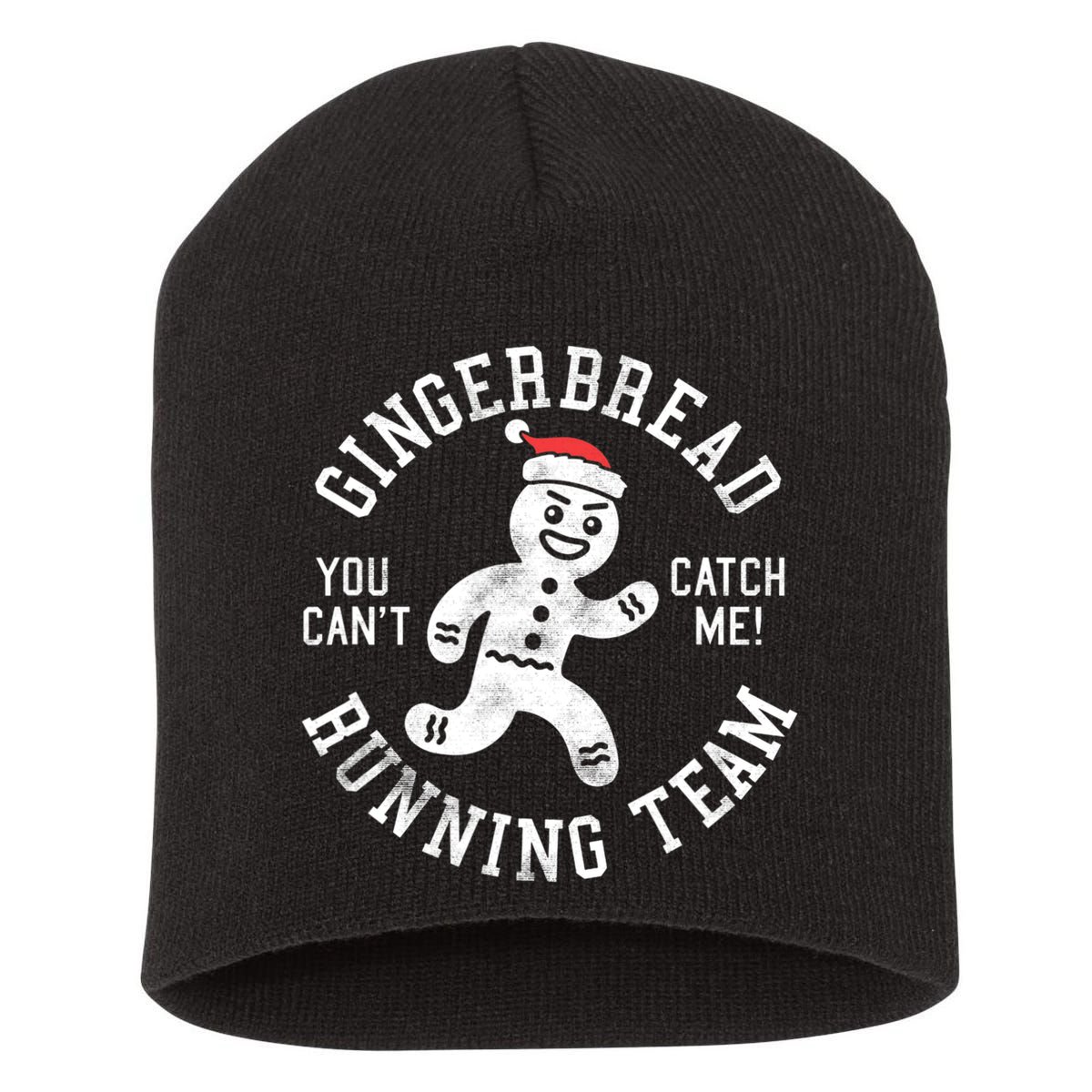Trendy Gingerbread Running Team Christmas Humor Short Acrylic Beanie
