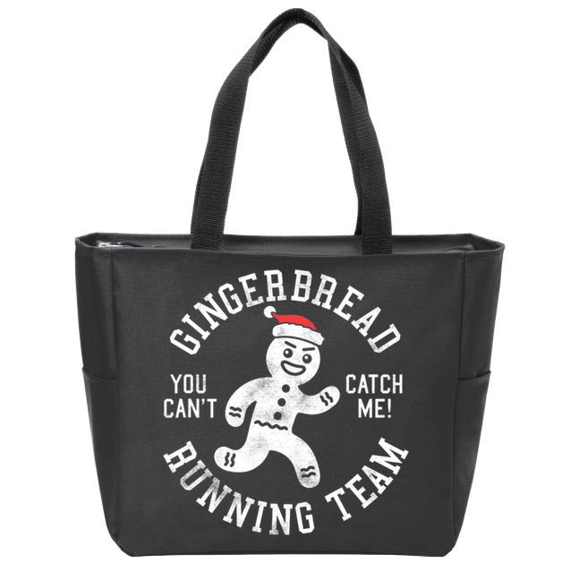 Trendy Gingerbread Running Team Christmas Humor Zip Tote Bag