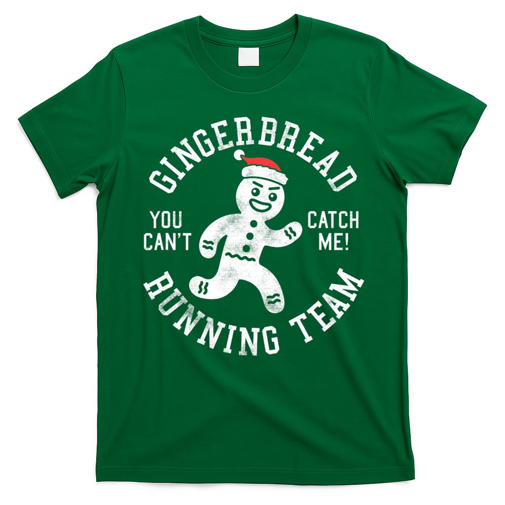 Trendy Gingerbread Running Team Christmas Humor T-Shirt