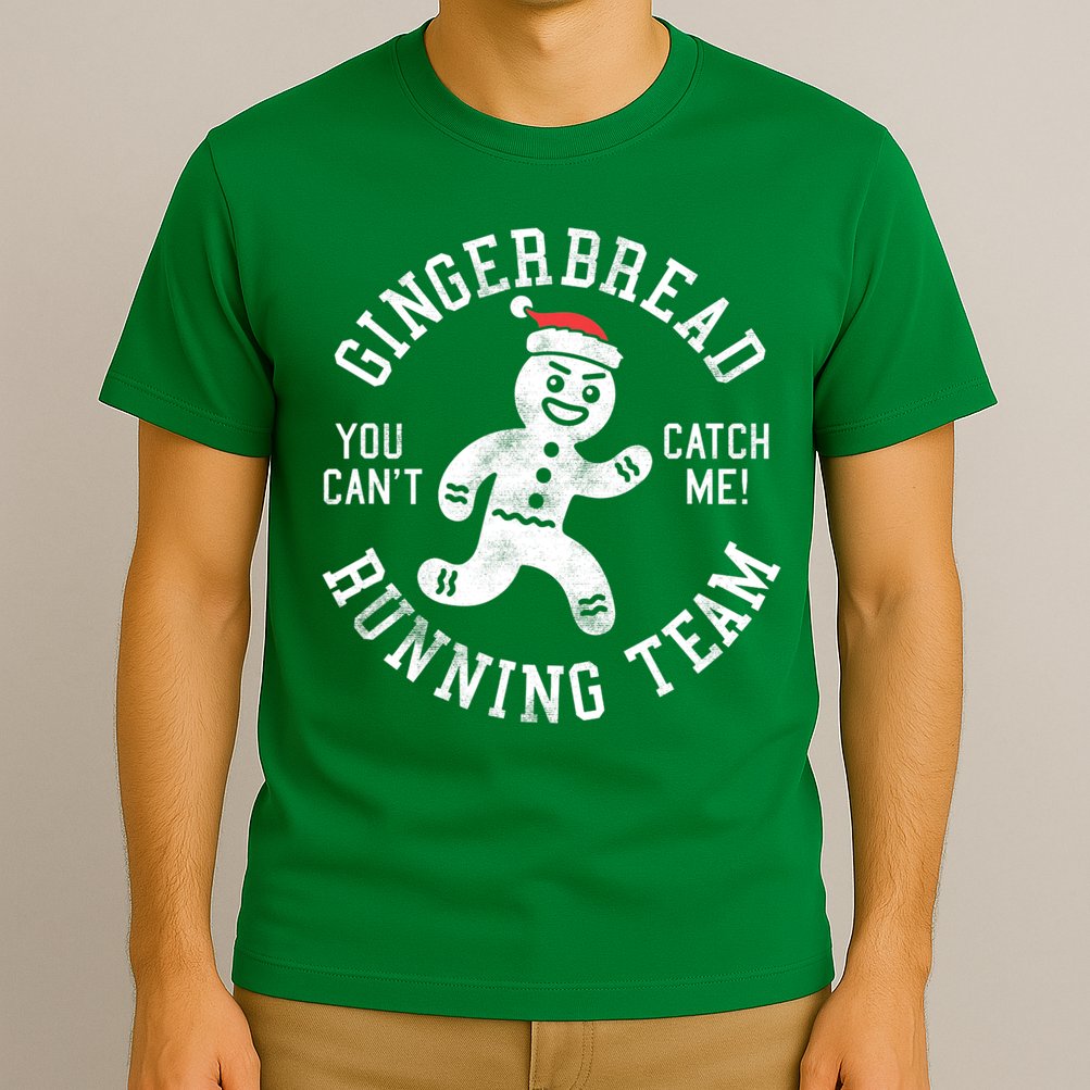 Trendy Gingerbread Running Team Christmas Humor T-Shirt