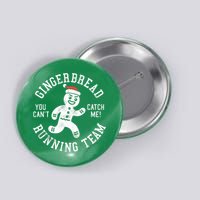Trendy Gingerbread Running Team Christmas Humor Button