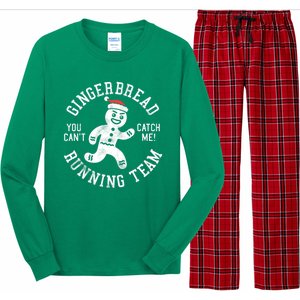 Trendy Gingerbread Running Team Christmas Humor Long Sleeve Pajama Set