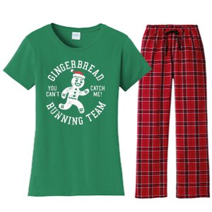 Trendy Gingerbread Running Team Christmas Humor Women's Flannel Pajama Set