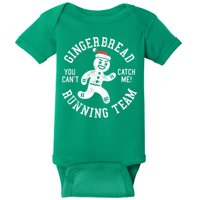 Trendy Gingerbread Running Team Christmas Humor Baby Bodysuit