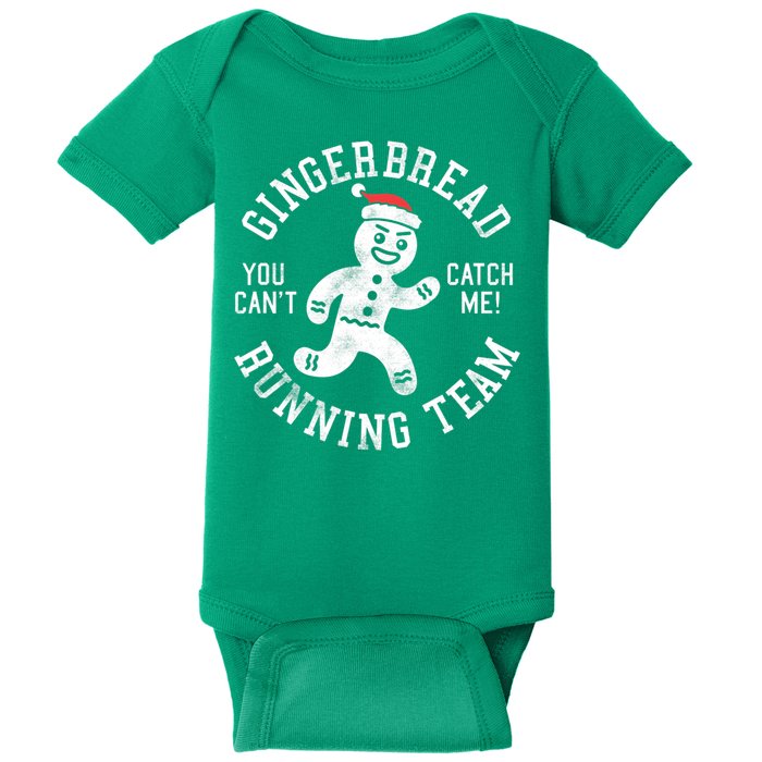 Trendy Gingerbread Running Team Christmas Humor Baby Bodysuit