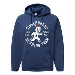 Trendy Gingerbread Running Team Christmas Humor Performance Fleece Hoodie