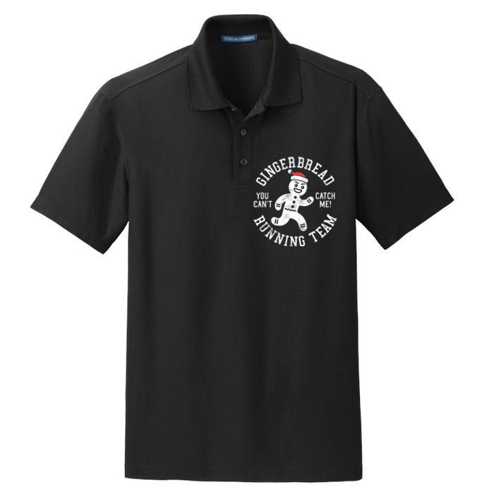 Trendy Gingerbread Running Team Christmas Humor Dry Zone Grid Polo