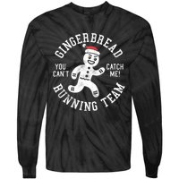 Trendy Gingerbread Running Team Christmas Humor Tie-Dye Long Sleeve Shirt