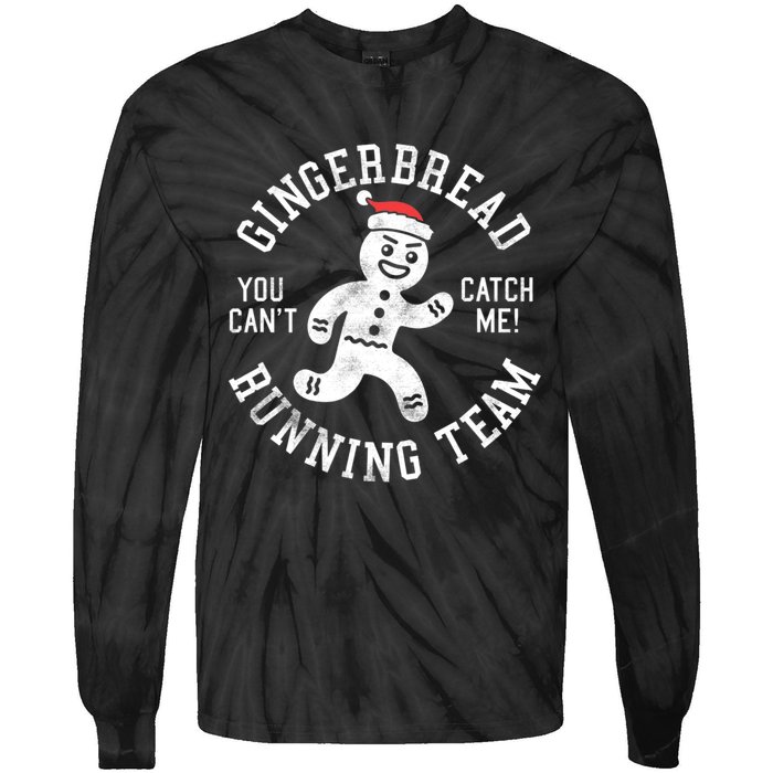 Trendy Gingerbread Running Team Christmas Humor Tie-Dye Long Sleeve Shirt