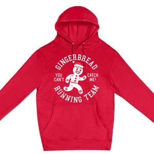 Trendy Gingerbread Running Team Christmas Humor Premium Pullover Hoodie