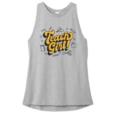 Teach Girl Retro Cute Gift For Teacher Ladies PosiCharge Tri-Blend Wicking Tank