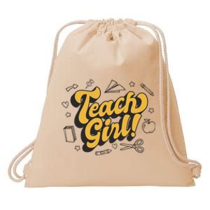 Teach Girl Retro Cute Gift For Teacher Drawstring Bag