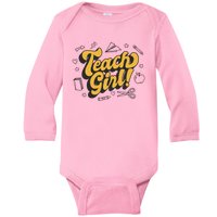 Teach Girl Retro Cute Gift For Teacher Baby Long Sleeve Bodysuit