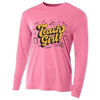 Teach Girl Retro Cute Gift For Teacher Cooling Performance Long Sleeve Crew