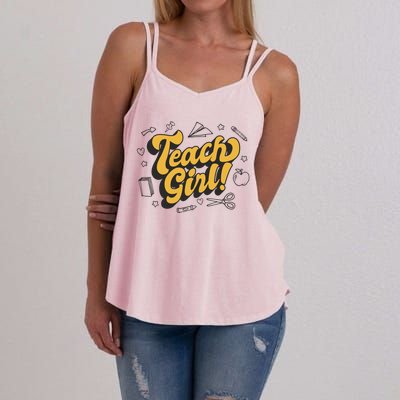 Teach Girl Retro Cute Gift For Teacher Women's Strappy Tank