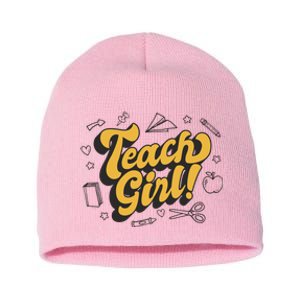 Teach Girl Retro Cute Gift For Teacher Short Acrylic Beanie