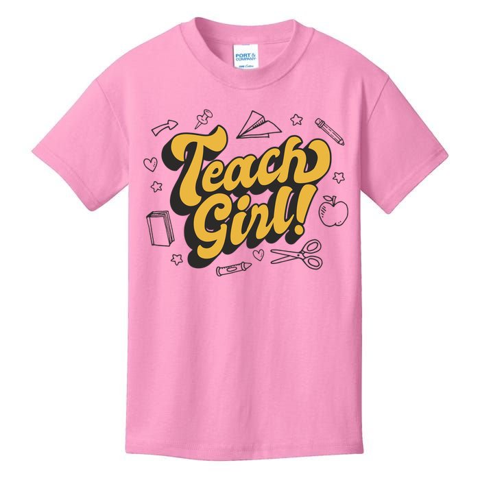 Teach Girl Retro Cute Gift For Teacher Kids T-Shirt