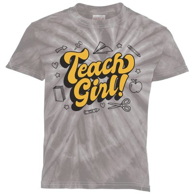 Teach Girl Retro Cute Gift For Teacher Kids Tie-Dye T-Shirt