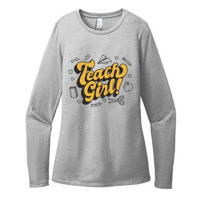 Teach Girl Retro Cute Gift For Teacher Womens CVC Long Sleeve Shirt