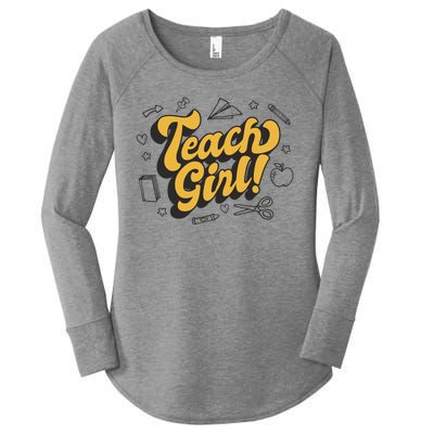 Teach Girl Retro Cute Gift For Teacher Women's Perfect Tri Tunic Long Sleeve Shirt