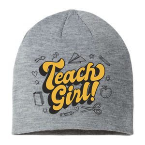 Teach Girl Retro Cute Gift For Teacher Sustainable Beanie