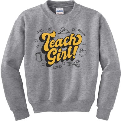 Teach Girl Retro Cute Gift For Teacher Kids Sweatshirt