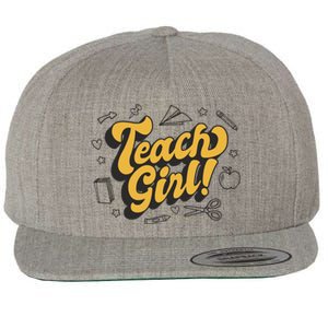 Teach Girl Retro Cute Gift For Teacher Wool Snapback Cap