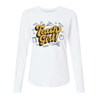 Teach Girl Retro Cute Gift For Teacher Womens Cotton Relaxed Long Sleeve T-Shirt