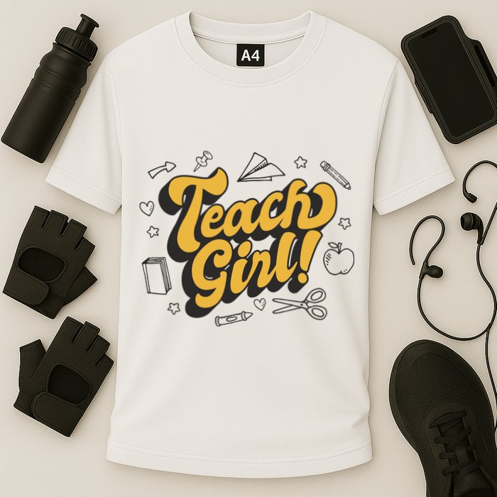 Teach Girl Retro Cute Gift For Teacher Cooling Performance Crew T-Shirt