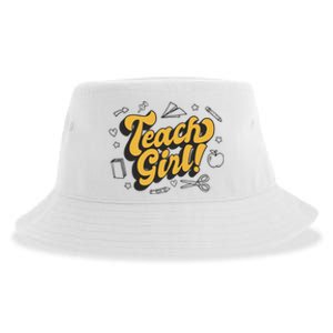 Teach Girl Retro Cute Gift For Teacher Sustainable Bucket Hat